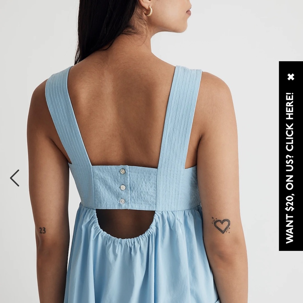 Madewell Poplin Cutout Back Empire MIDI Dress